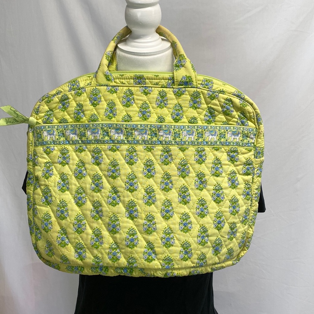 Vera Bradley Yellow Green Quilted Laptop/Travel Tote